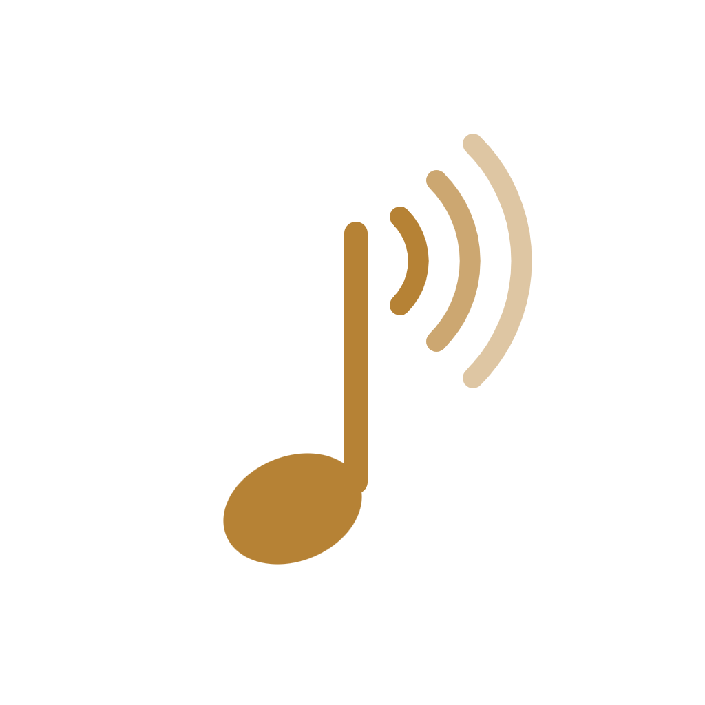 My Note AI logo: a musical note emitting sound waves